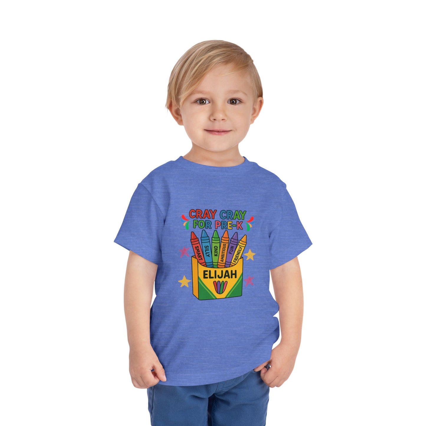 Cray Cray for Pre-K Toddler Shirt β Personalized Back-to-School Tee with Name β Custom Toddler Pre-K T-Shirt β Kids First Day of School Outfit - Bella Canvas - Size: 2T-5T
