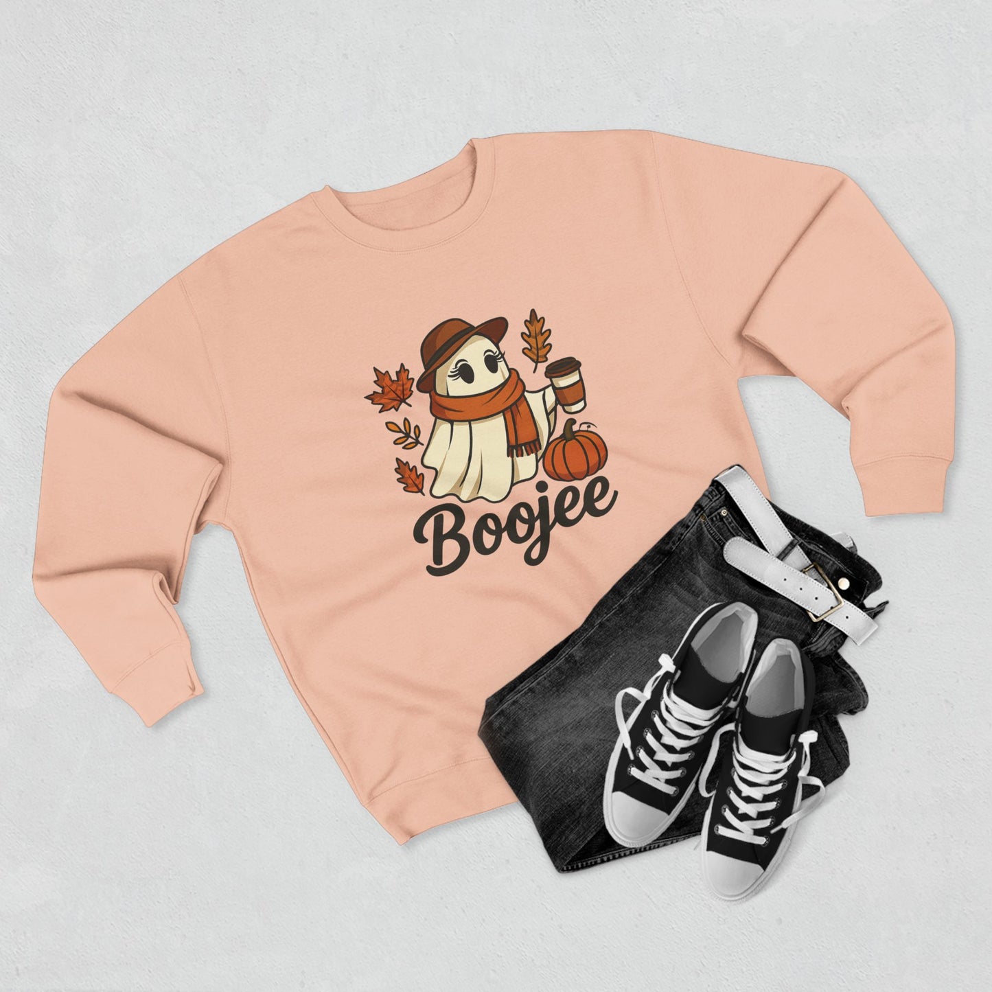 Boojee Ghost Fall Graphic Sweatshirt (Lane Seven) | Cozy Halloween Pullover for Women - Size: S-2XL