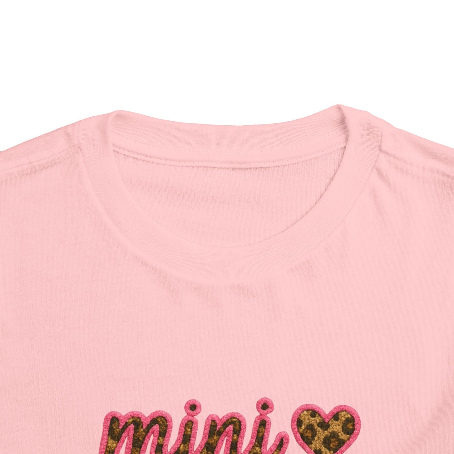 Mama & Mini - "Mini" Toddler Tee - Faux Embroidery Pink Leopard DTG T-shirt - Size: 2T-5T