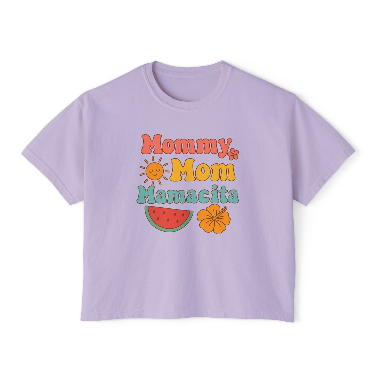 Mommy Mom Mamacita Boxy Graphic Tee (Comfort Colors) - Size: S-2XL, Cute Mom T-Shirt, Casual Summer Top