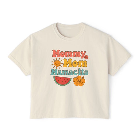 Mommy Mom Mamacita Boxy Graphic Tee (Comfort Colors) - Size: S-2XL, Cute Mom T-Shirt, Casual Summer Top