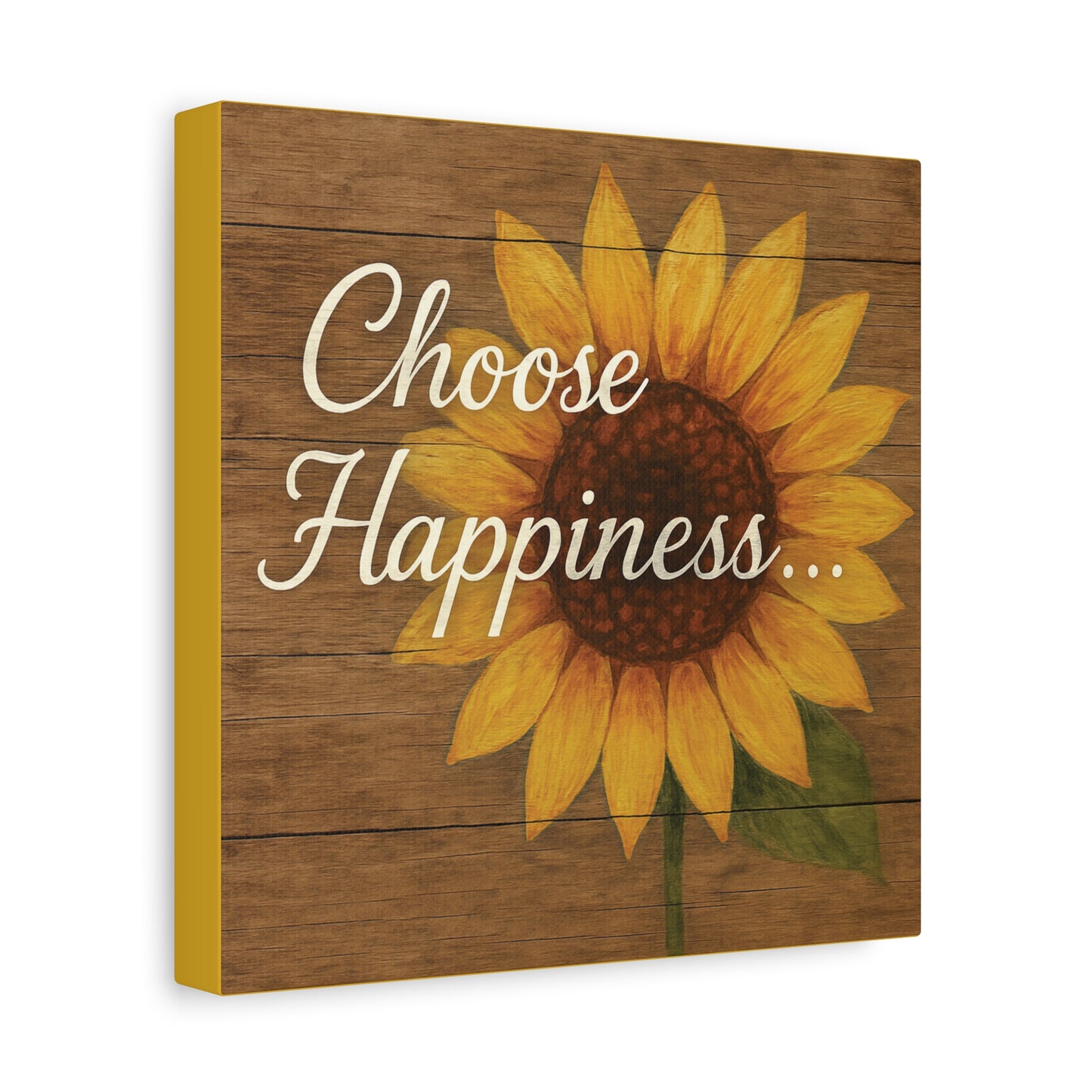 Sunflower Wall Art, Choose Happiness Canvas, Home Decor - Stretched Matte Canvas - Square, 10×10" or 20×20"