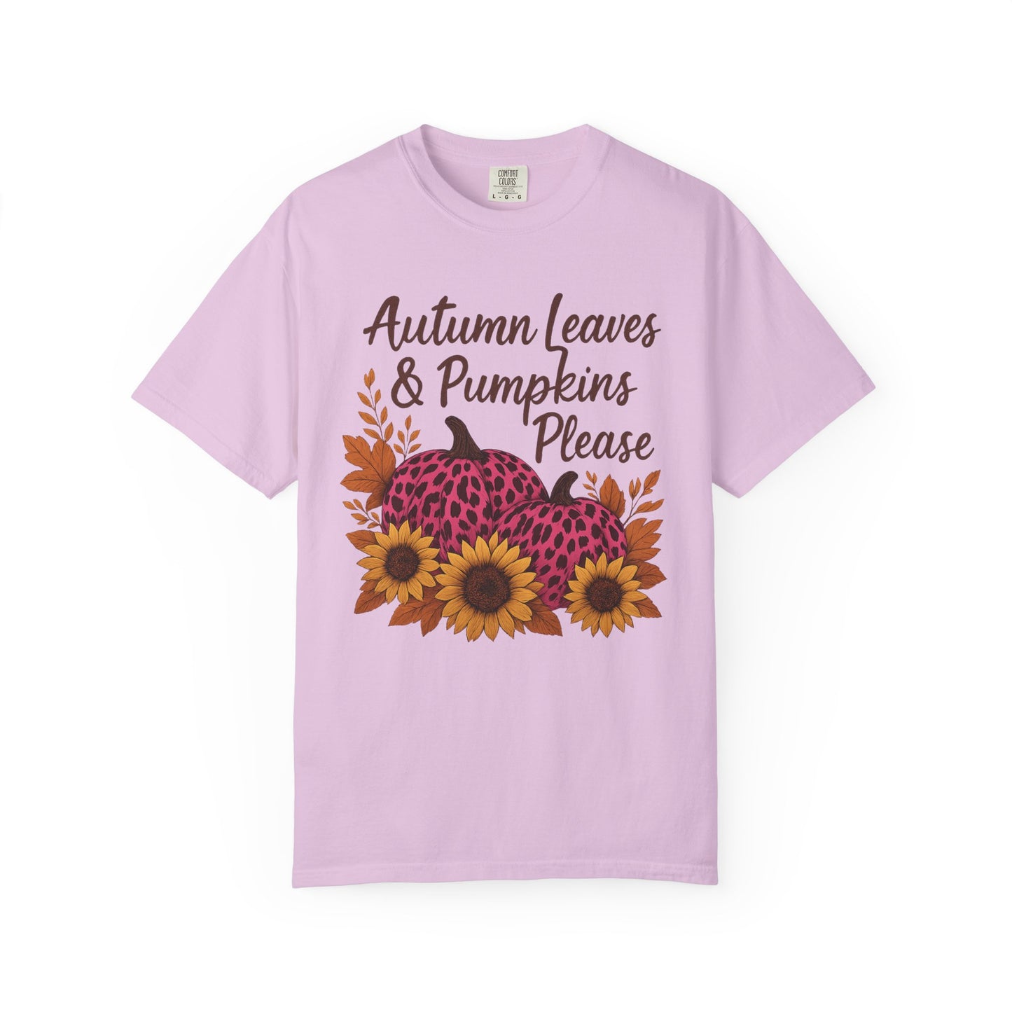Autumn Leaves & Pumpkins Please - Fall Graphic T-Shirt (Comfort Colors) - Size: S-4XL
