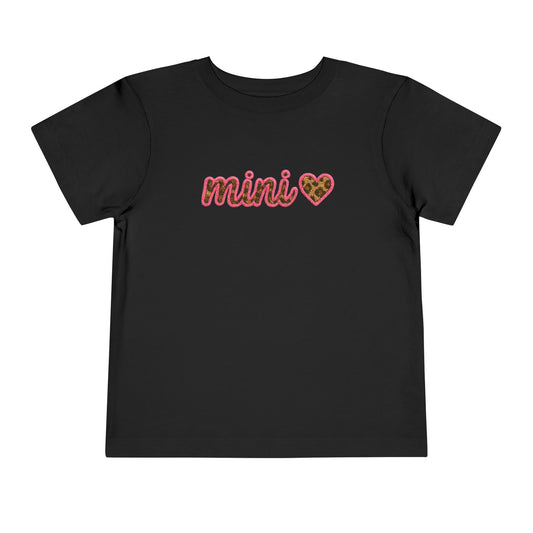 Mama & Mini - "Mini" Toddler Tee - Faux Embroidery Pink Leopard DTG T-shirt - Size: 2T-5T