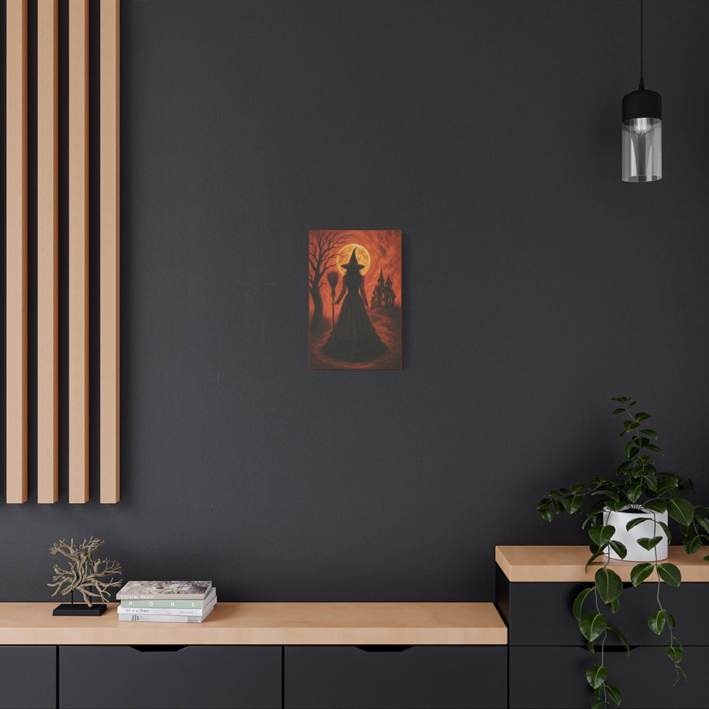 Orange Halloween Witch Canvas Wall Art - Vertical - 12×18" or 16×24"