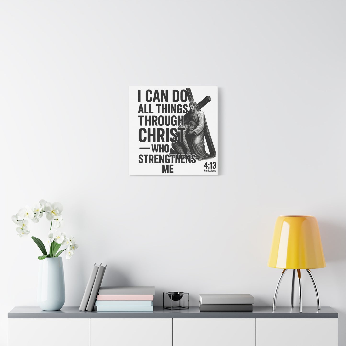 Inspirational Canvas Wall Art, Christian Decor, Motivational Home Decor, Scripture Quote Art, Religious Gift Idea - Stretched Matte Canvas, Square, 10×10 or 20×20