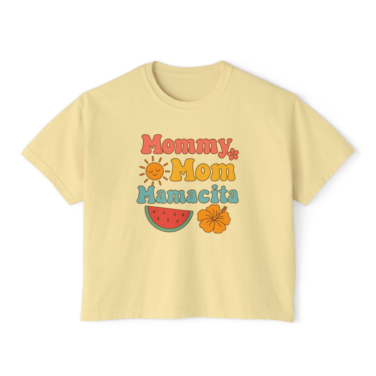 Mommy Mom Mamacita Boxy Graphic Tee (Comfort Colors) - Size: S-2XL, Cute Mom T-Shirt, Casual Summer Top