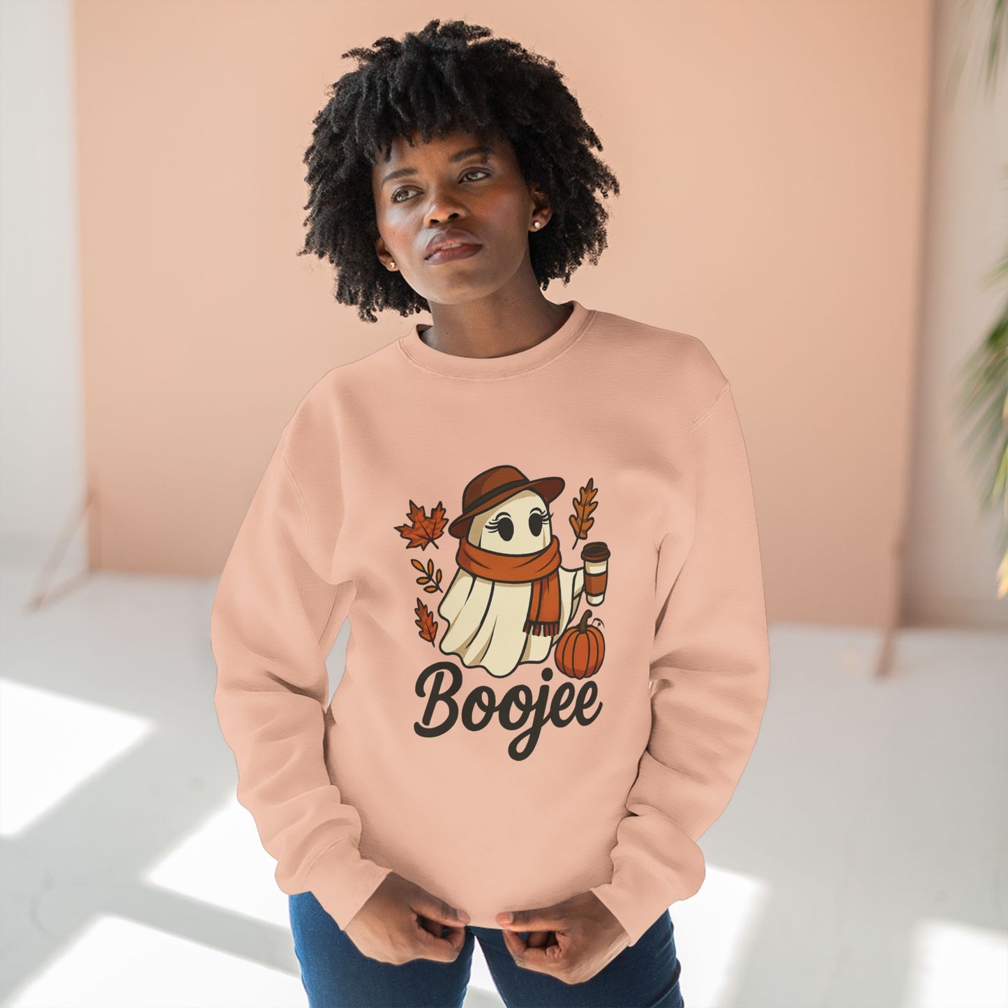 Boojee Ghost Fall Graphic Sweatshirt (Lane Seven) | Cozy Halloween Pullover for Women - Size: S-2XL