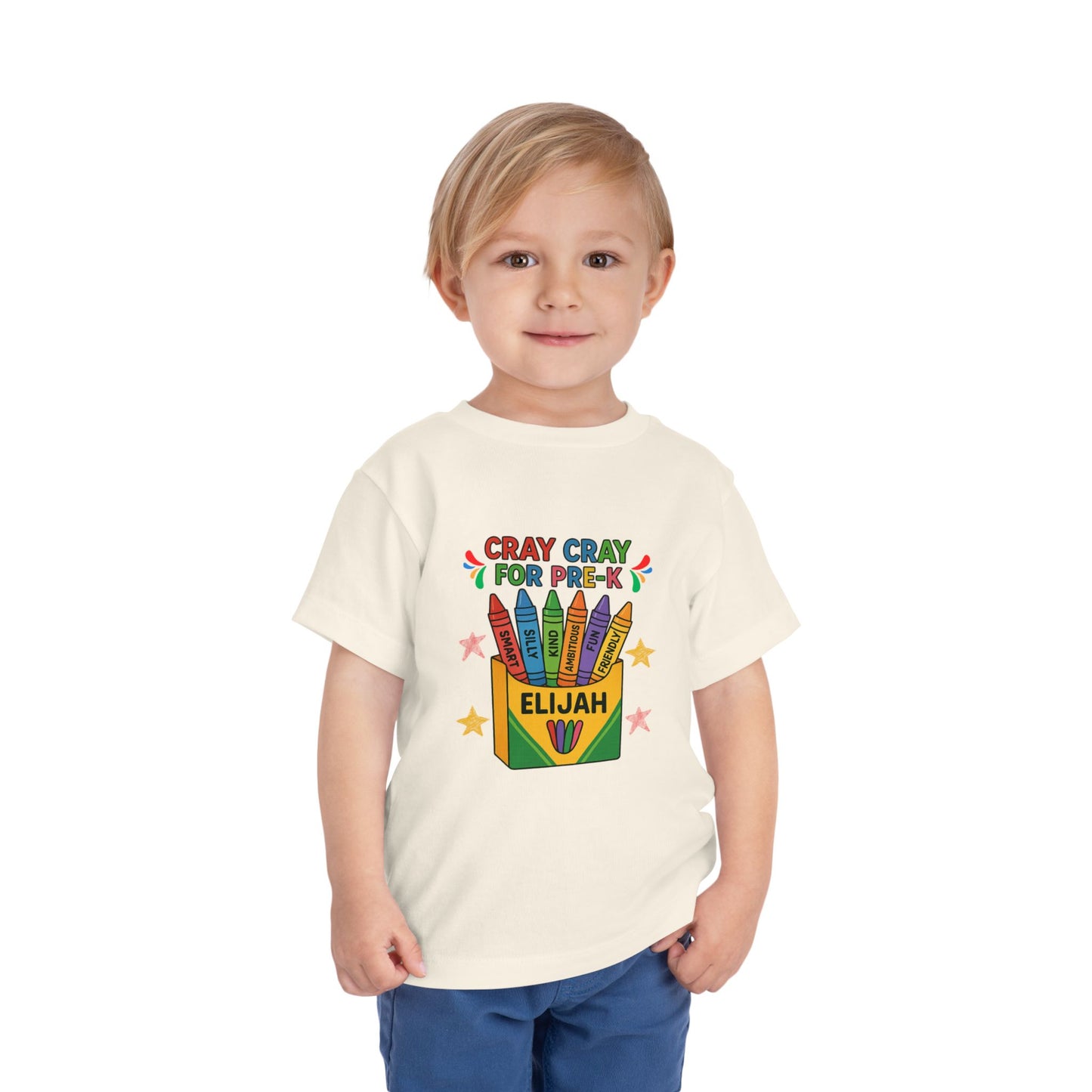 Cray Cray for Pre-K Toddler Shirt β Personalized Back-to-School Tee with Name β Custom Toddler Pre-K T-Shirt β Kids First Day of School Outfit - Bella Canvas - Size: 2T-5T