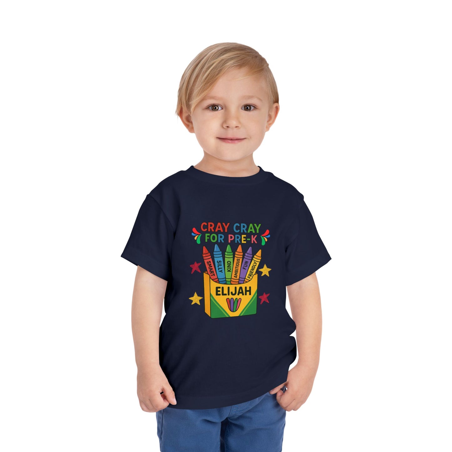 Cray Cray for Pre-K Toddler Shirt β Personalized Back-to-School Tee with Name β Custom Toddler Pre-K T-Shirt β Kids First Day of School Outfit - Bella Canvas - Size: 2T-5T