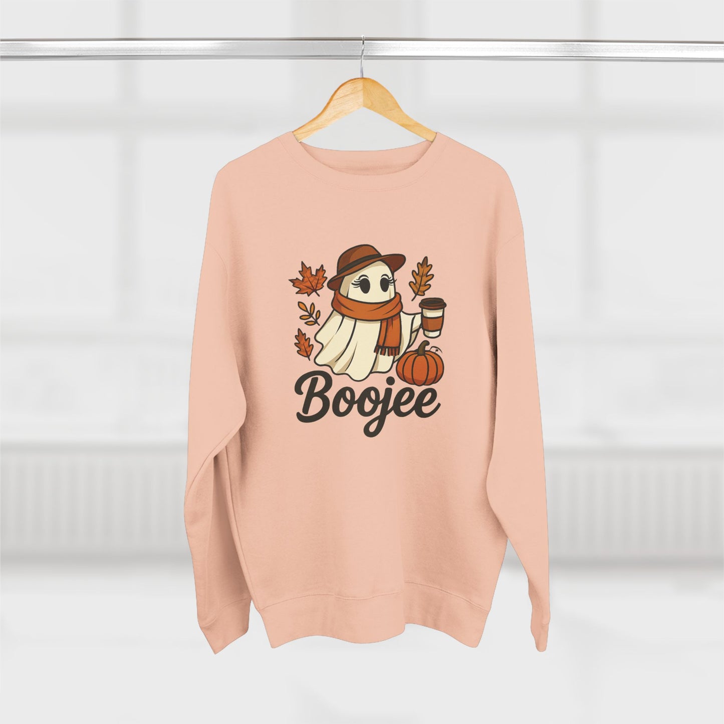Boojee Ghost Fall Graphic Sweatshirt (Lane Seven) | Cozy Halloween Pullover for Women - Size: S-2XL