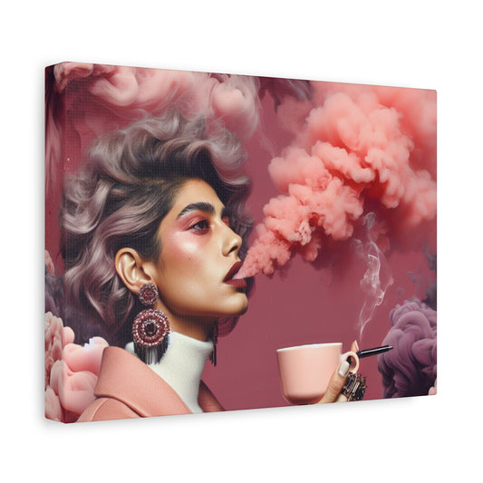 Dreamy Pink Smoke & Coffee Vibes for Home Decor - Matte Canvas Wall Art