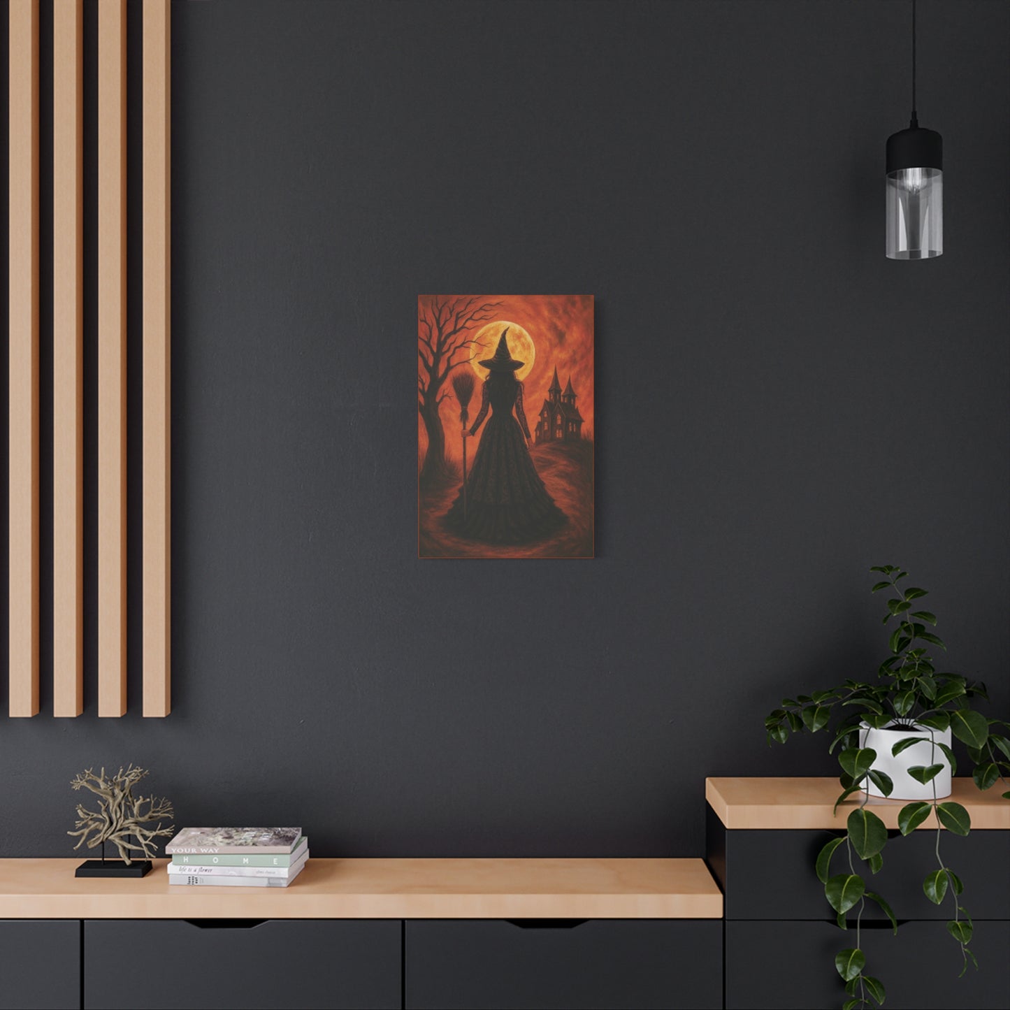 Orange Halloween Witch Canvas Wall Art - Vertical - 12×18" or 16×24"