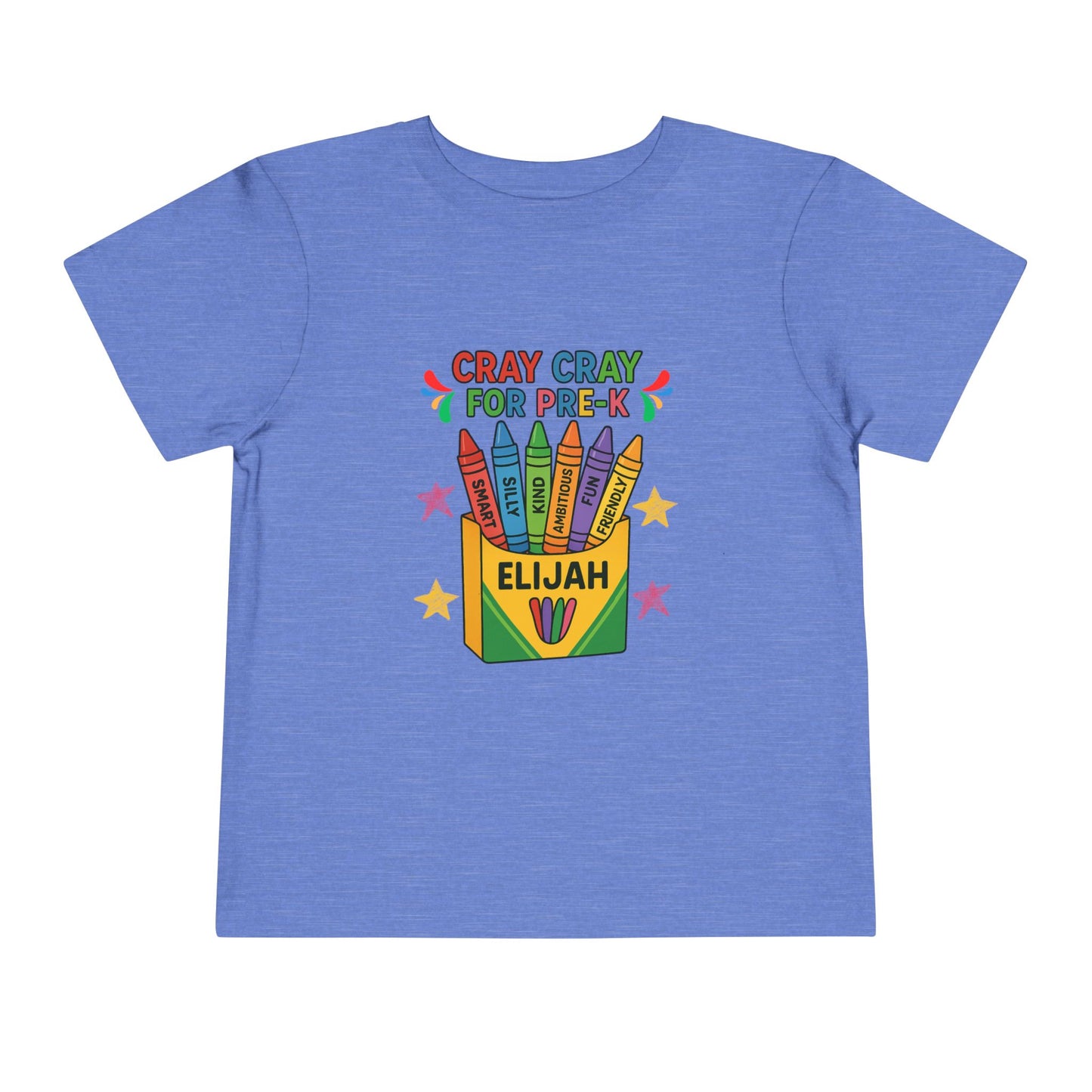 Cray Cray for Pre-K Toddler Shirt β Personalized Back-to-School Tee with Name β Custom Toddler Pre-K T-Shirt β Kids First Day of School Outfit - Bella Canvas - Size: 2T-5T