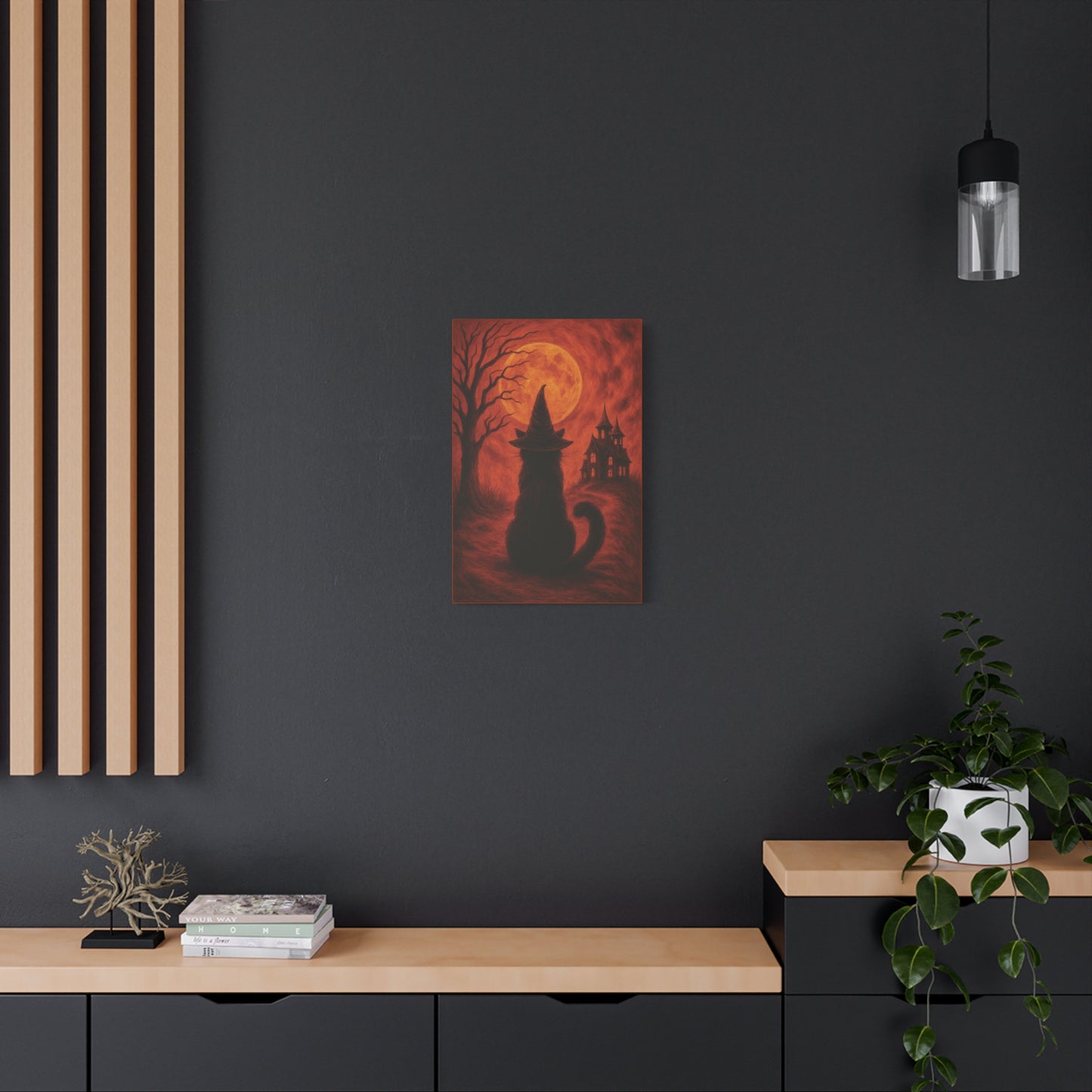 Orange Halloween Cat Canvas Wall Art - Vertical - 12×18" & 16×24"