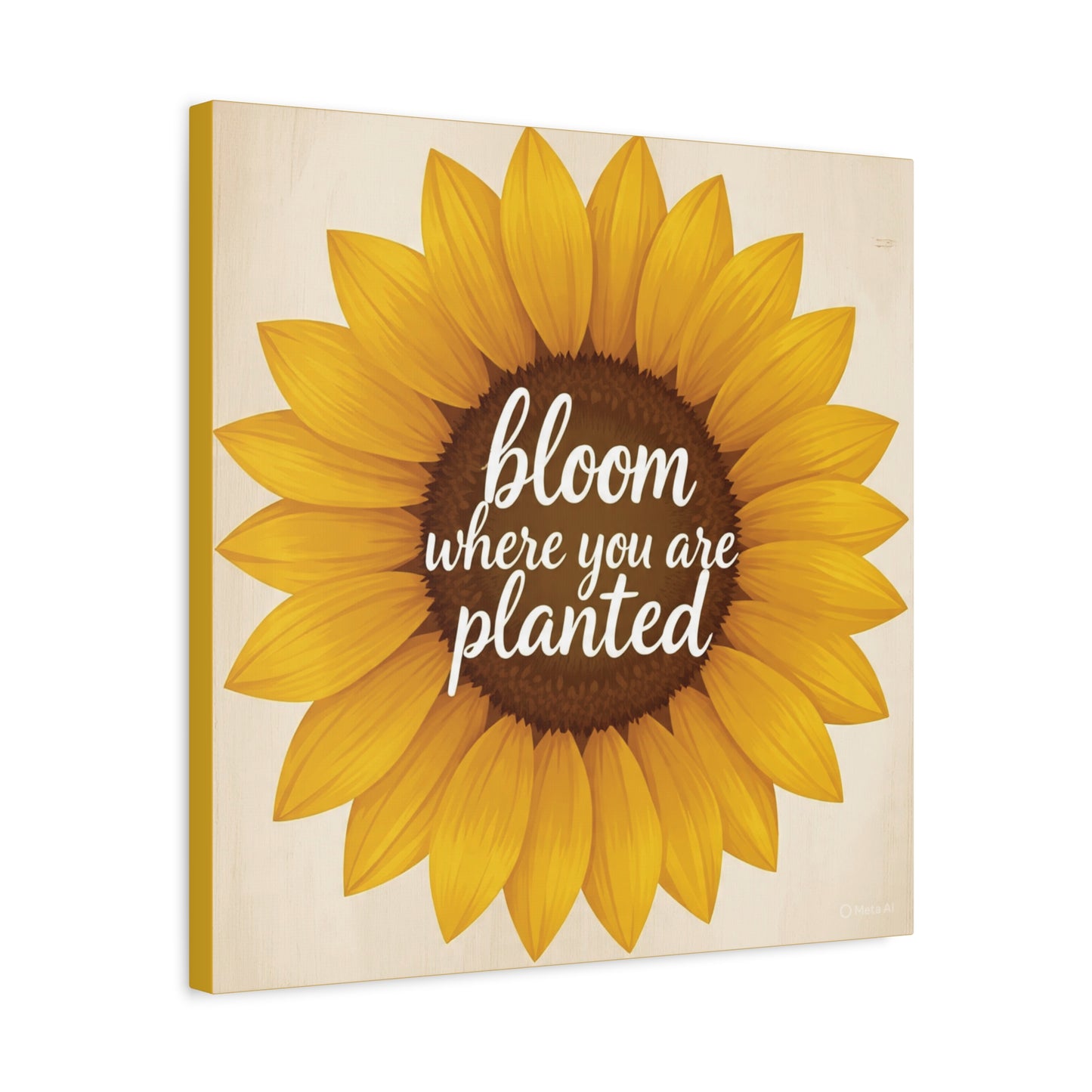 Sunflower Canvas Wall Art, Bloom Where You Are Planted - Stretched Matte Canvas, 10×10" or 20×20"