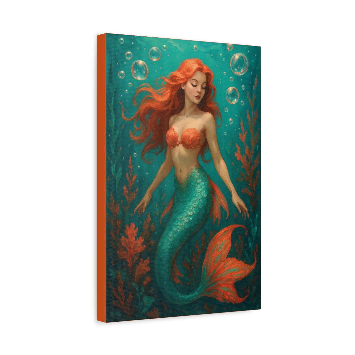Mermaid Canvas Art Print, Underwater Decor, Fantasy Wall Art, Ocean Lover Gift, Home Decoration - Stretched Matte Canvas, 12×18 (Vertical)