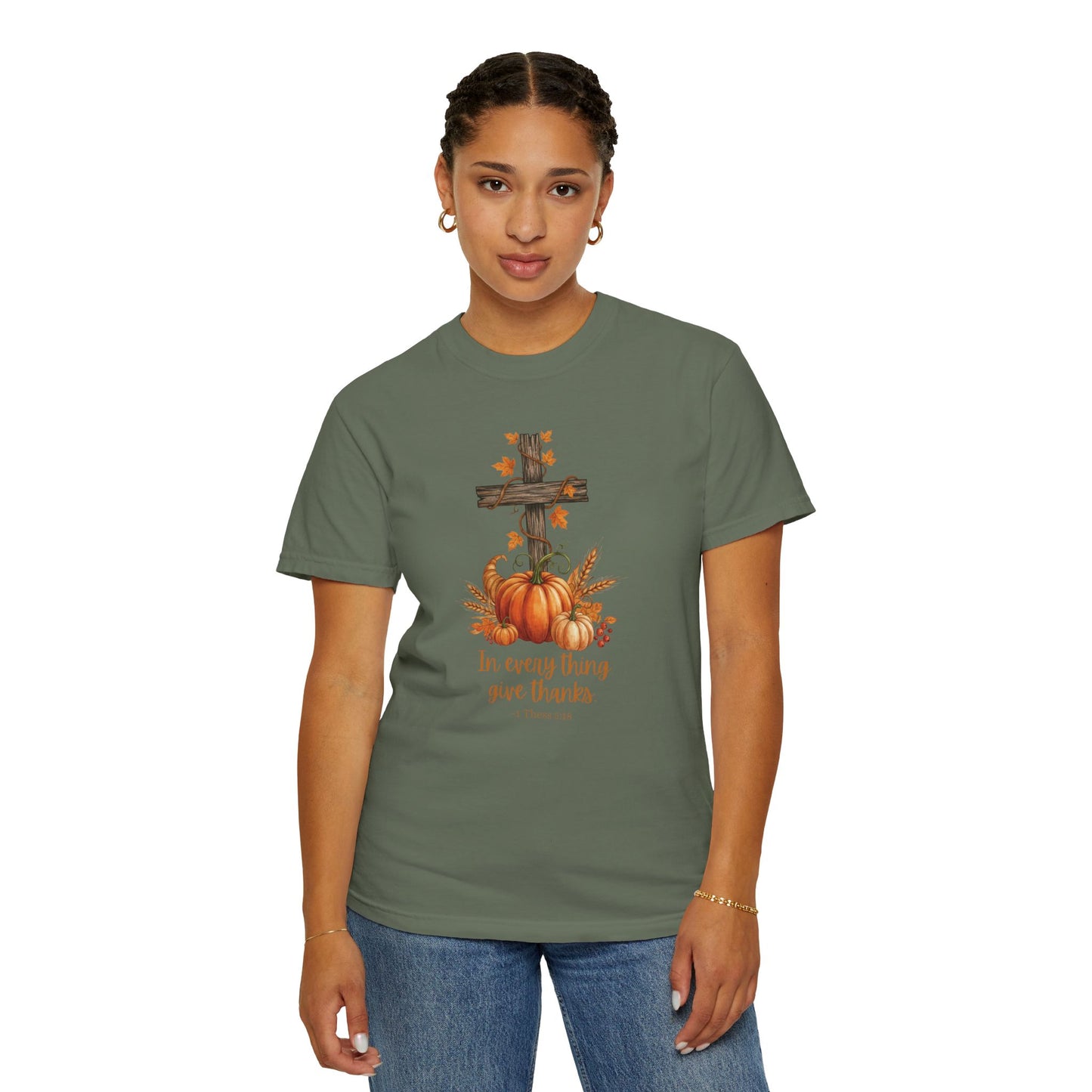 In Every Thing Give Thanks 1 Thess 5:18 - Fall Graphic T-shirt (Comfort Colors) - Size: S-4XL