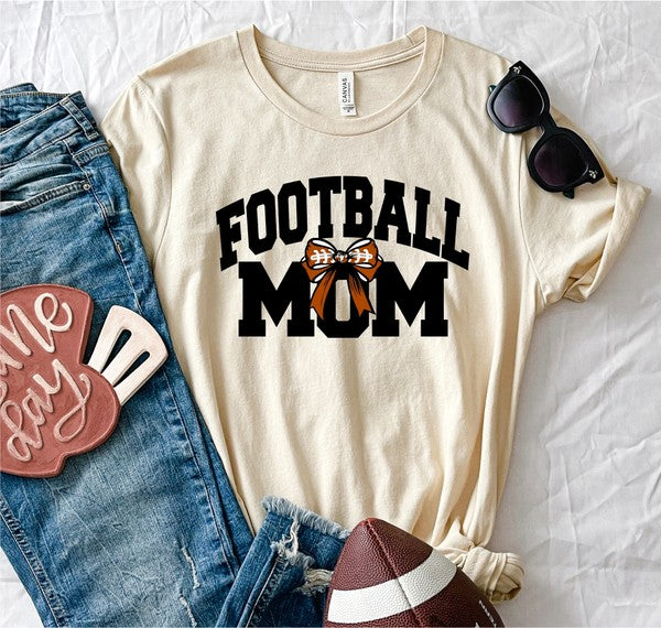 Football Mom Bow - Graphic Tee (Bella Canvas) - Size: S-XL