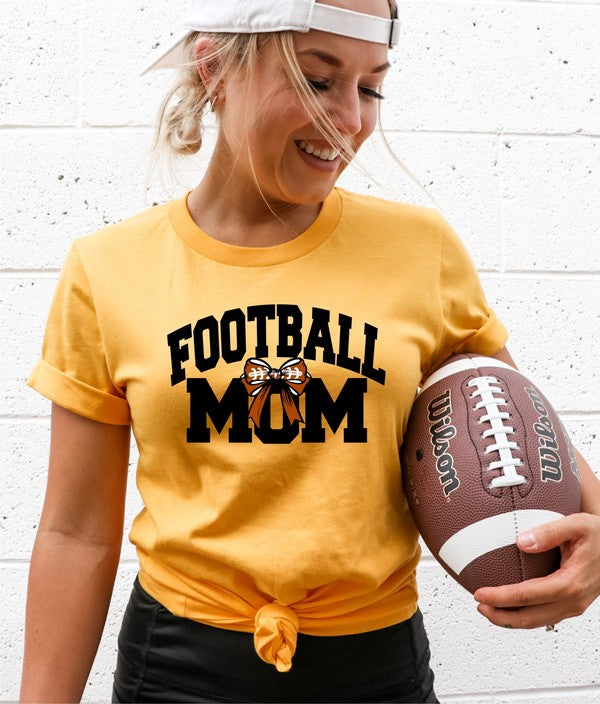 Football Mom Bow - Graphic Tee (Bella Canvas) - Size: S-XL