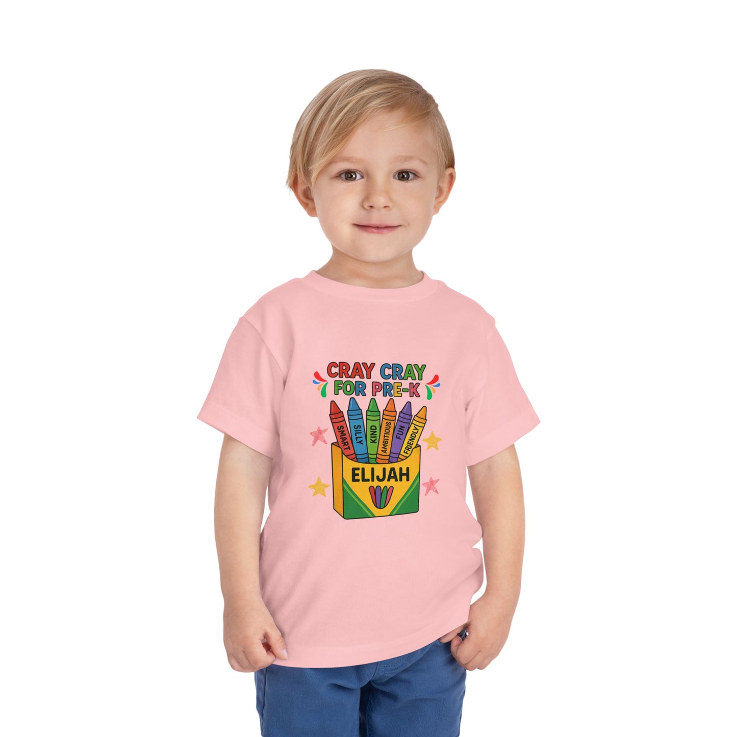 Cray Cray for Pre-K Toddler Shirt β Personalized Back-to-School Tee with Name β Custom Toddler Pre-K T-Shirt β Kids First Day of School Outfit - Bella Canvas - Size: 2T-5T