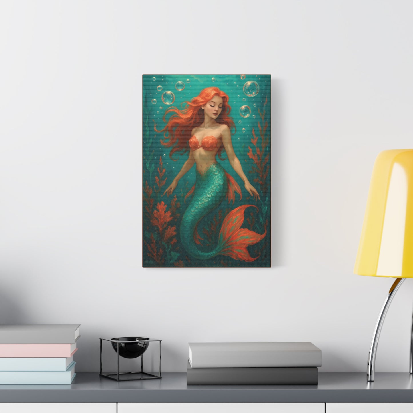 Mermaid Canvas Art Print, Underwater Decor, Fantasy Wall Art, Ocean Lover Gift, Home Decoration - Stretched Matte Canvas, 12×18 (Vertical)