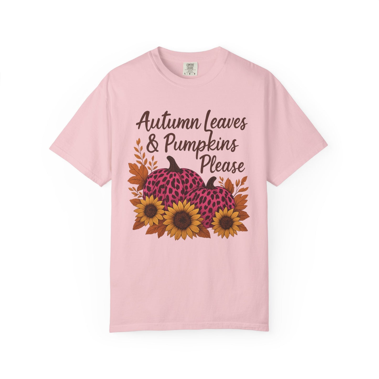 Autumn Leaves & Pumpkins Please - Fall Graphic T-Shirt (Comfort Colors) - Size: S-4XL