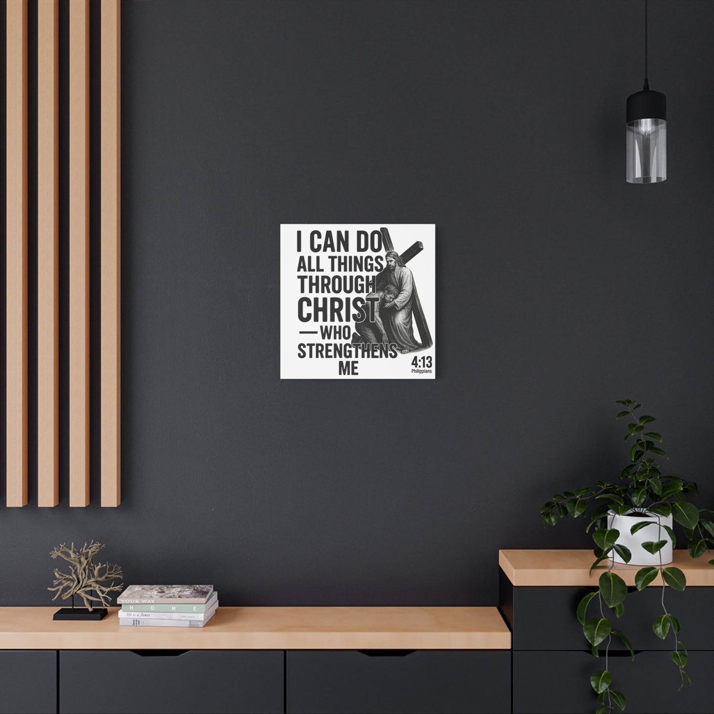 Inspirational Canvas Wall Art, Christian Decor, Motivational Home Decor, Scripture Quote Art, Religious Gift Idea - Stretched Matte Canvas, Square, 10×10 or 20×20