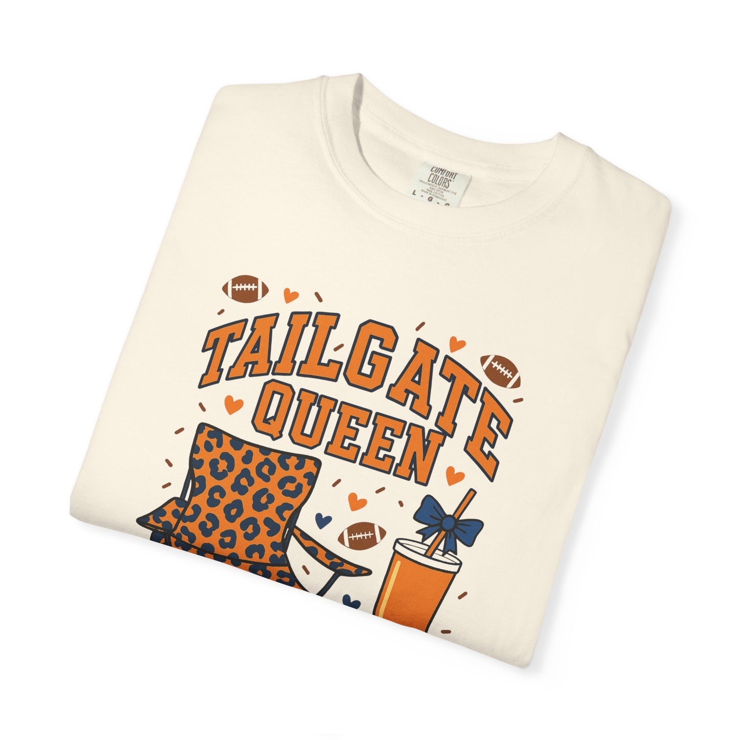 Orange & Blue Tailgate Queen Graphic T-Shirt (Comfort Colors Garment-Dyed) - Size: S-3XL