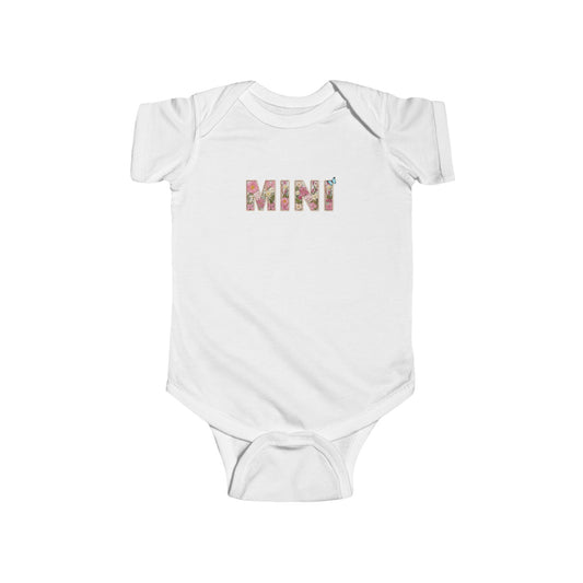 Spring Floral "Mini" Infant Bodysuit (Rabbit Skins) - Size: NB-24M - Matching Kids Shirt, Mommy and Me Outfit, Cute Floral Lettering Kids Top