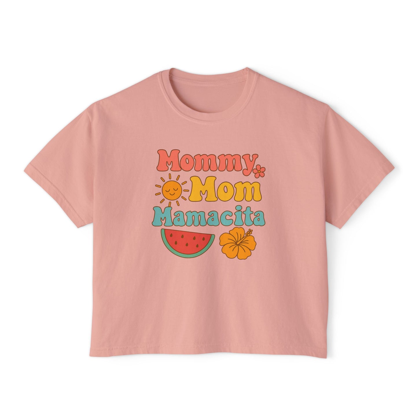 Mommy Mom Mamacita Boxy Graphic Tee (Comfort Colors) - Size: S-2XL, Cute Mom T-Shirt, Casual Summer Top