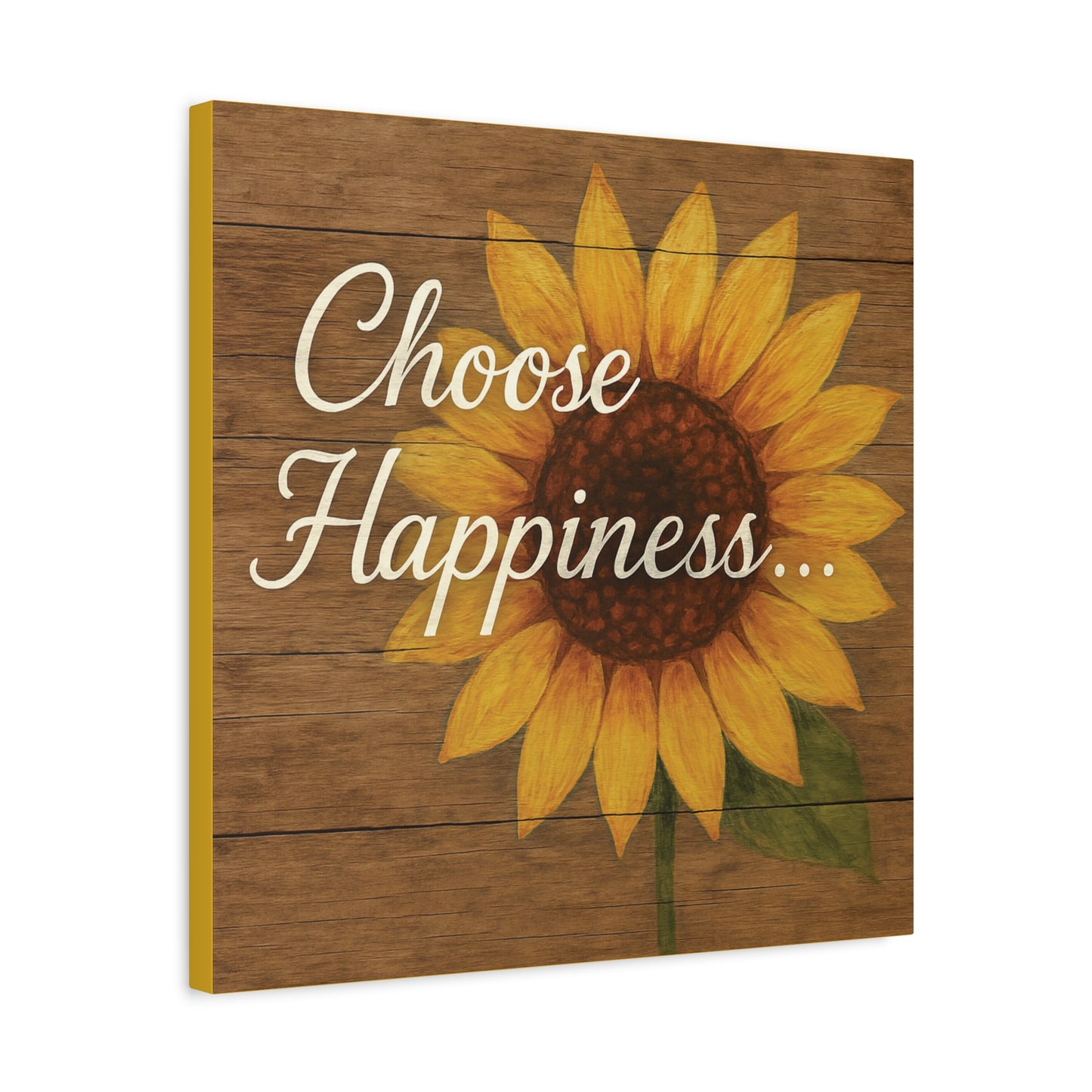 Sunflower Wall Art, Choose Happiness Canvas, Home Decor - Stretched Matte Canvas - Square, 10×10" or 20×20"