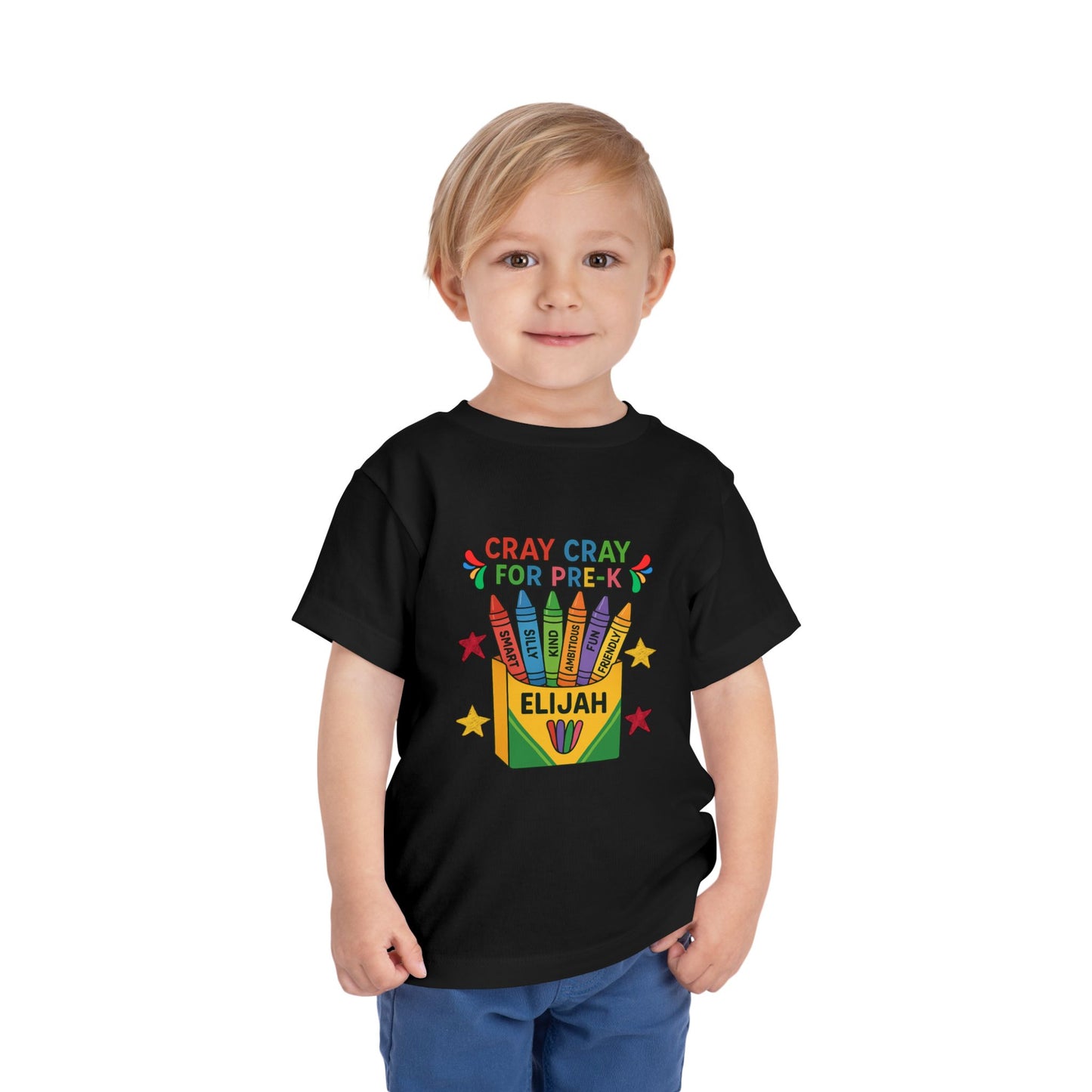 Cray Cray for Pre-K Toddler Shirt β Personalized Back-to-School Tee with Name β Custom Toddler Pre-K T-Shirt β Kids First Day of School Outfit - Bella Canvas - Size: 2T-5T