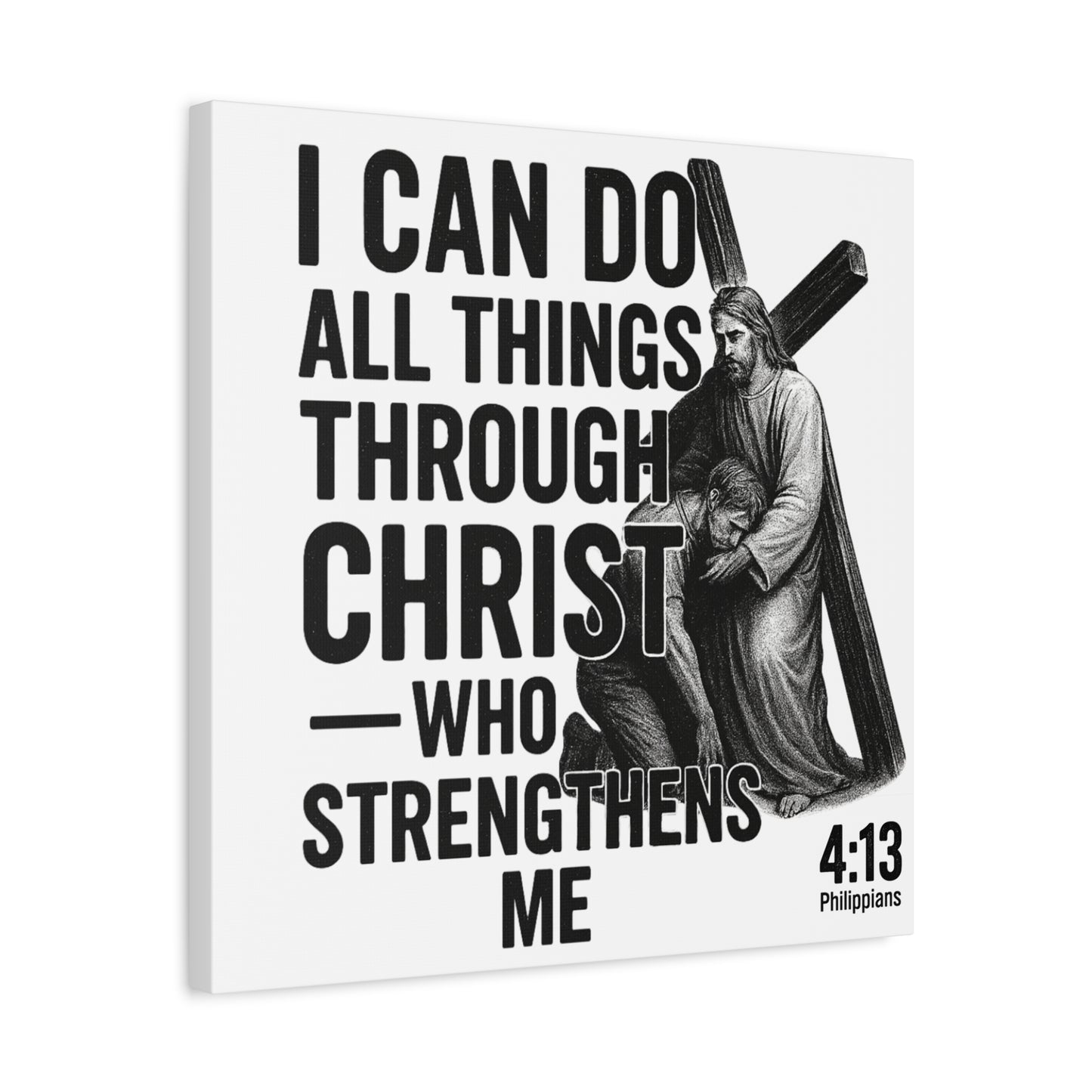 Inspirational Canvas Wall Art, Christian Decor, Motivational Home Decor, Scripture Quote Art, Religious Gift Idea - Stretched Matte Canvas, Square, 10×10 or 20×20