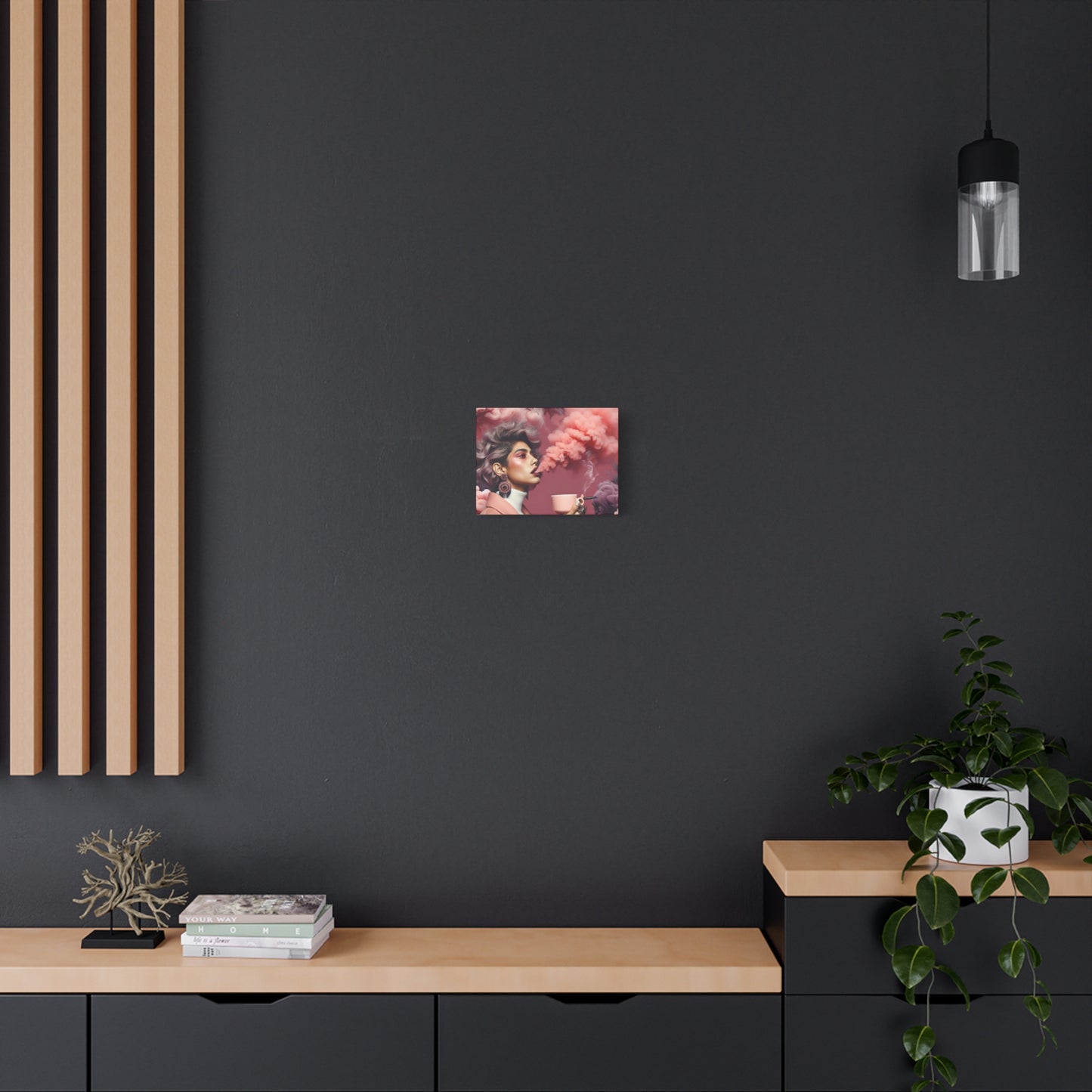 Dreamy Pink Smoke & Coffee Vibes for Home Decor - Matte Canvas Wall Art