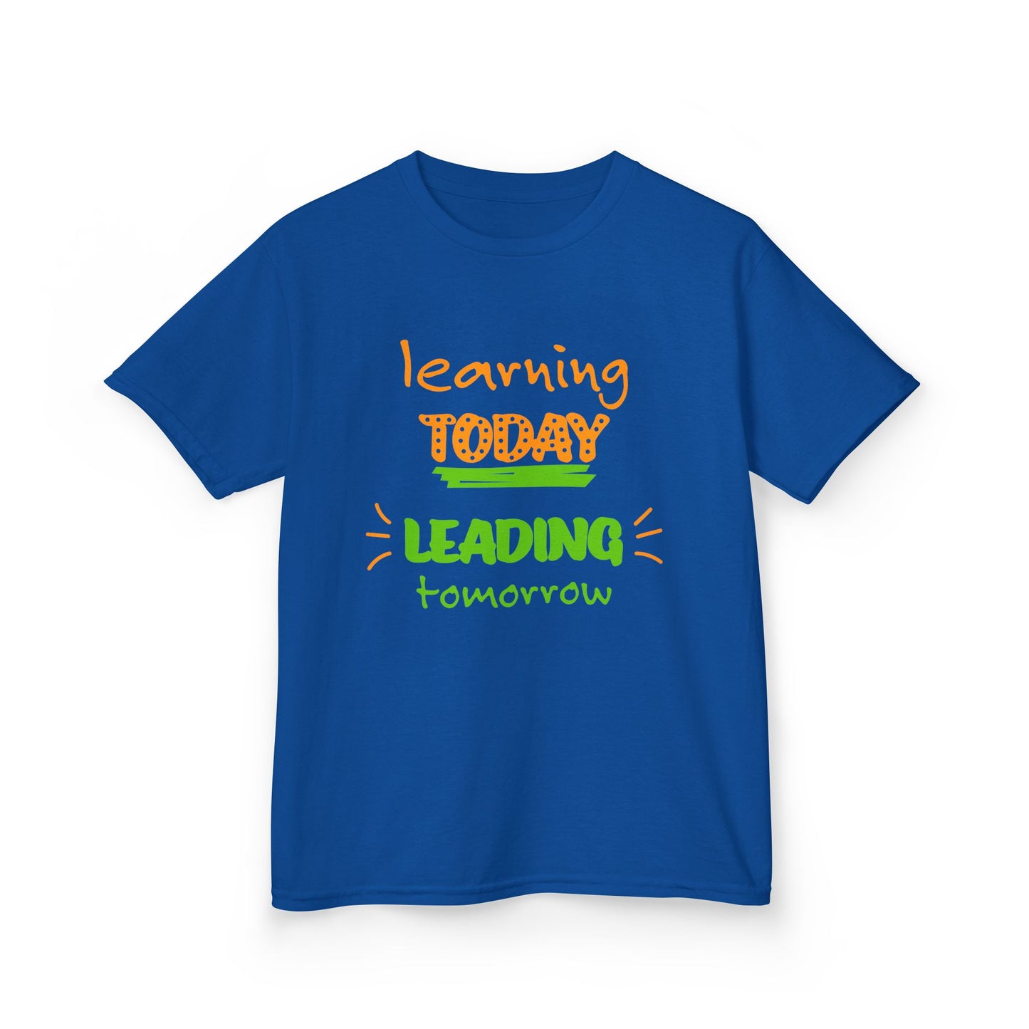 Kids Back to School Inspirational Tee - "Learning Today, Leading Tomorrow" - T-Shirt (Gildan) - Size: YXS-YXL