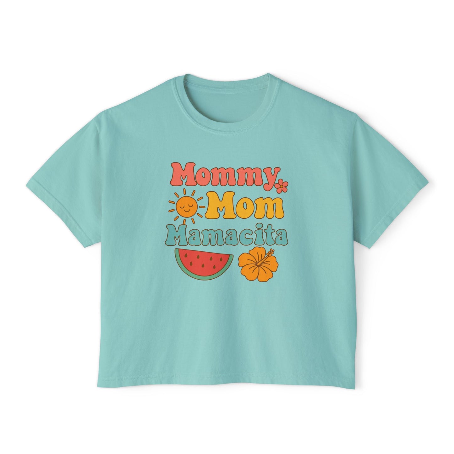 Mommy Mom Mamacita Boxy Graphic Tee (Comfort Colors) - Size: S-2XL, Cute Mom T-Shirt, Casual Summer Top