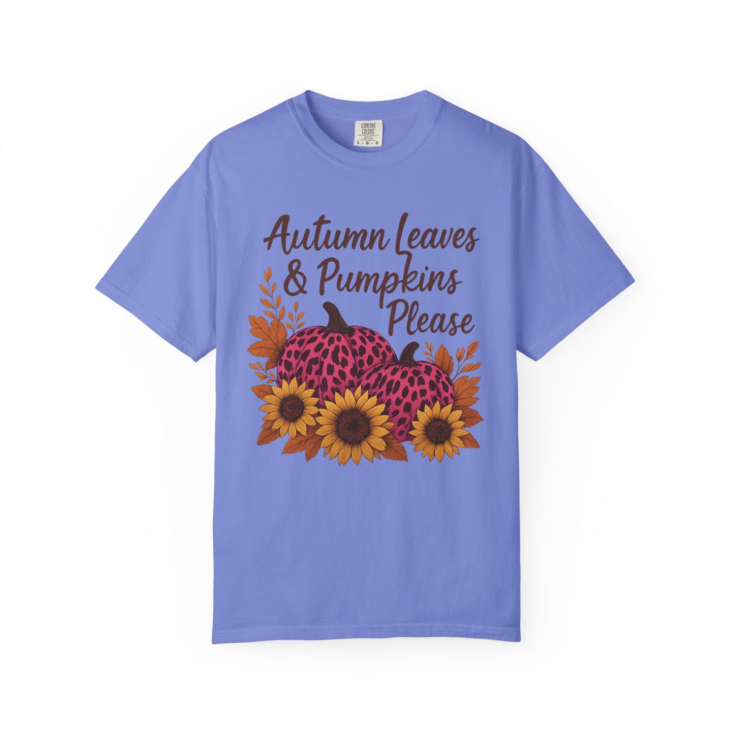 Autumn Leaves & Pumpkins Please - Fall Graphic T-Shirt (Comfort Colors) - Size: S-4XL