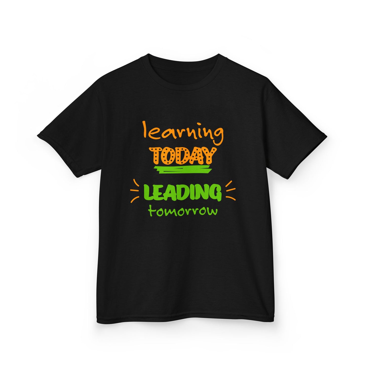 Kids Back to School Inspirational Tee - "Learning Today, Leading Tomorrow" - T-Shirt (Gildan) - Size: YXS-YXL