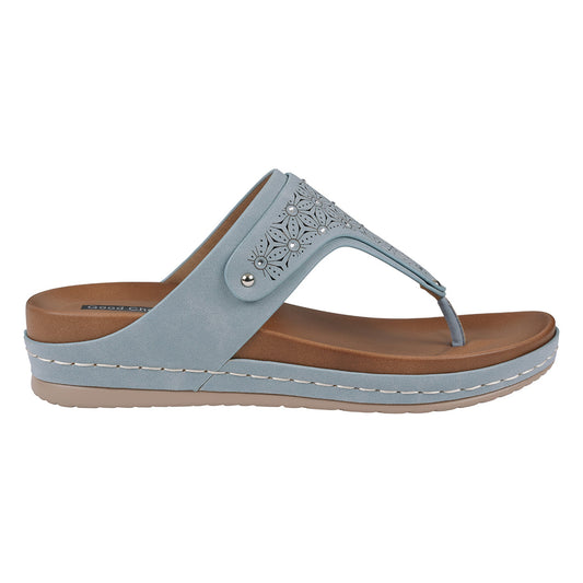 Women's Tani Blue Thong Wedge Sandals