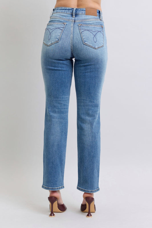 Judy Blue - Wash Thermal Straight Jeans with Pockets - Size: 0-24W