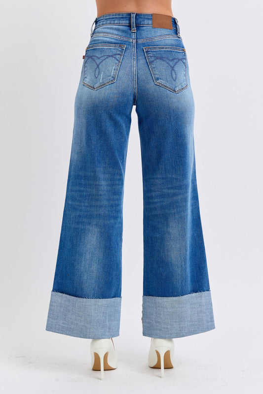 Judy Blue - Distressed High Waist Wide Leg Jeans - Size: 3-24W