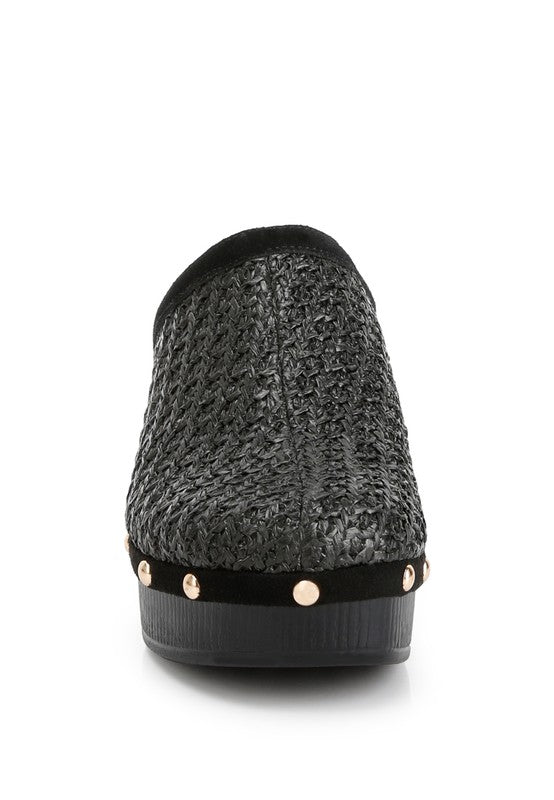 Rag & Co - Jeydena Raffia Platform Clogs