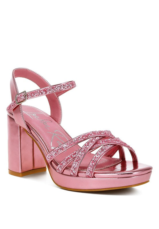 London Rag - Sparks Fly Glitter Strappy Block Sandals