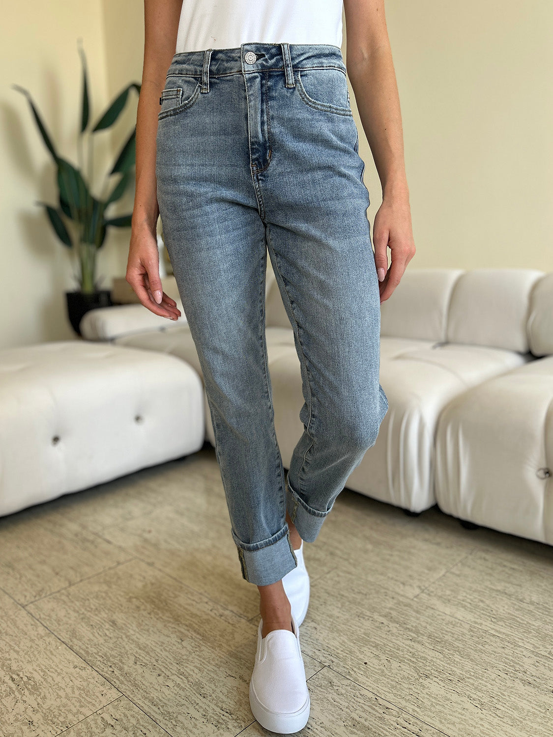 Judy Blue - High Waist Cuff Hem Jeans - Size: 0-24W