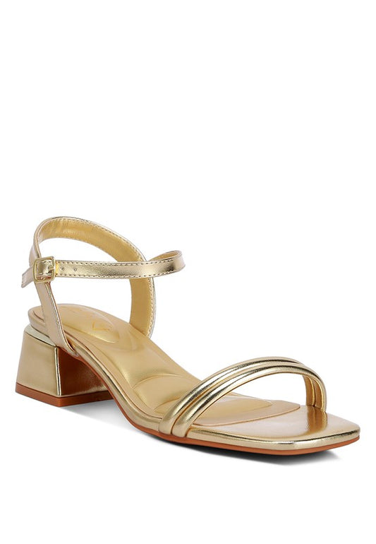 London Rag - Zabou Metallic Ankle Strap Low Block Heels