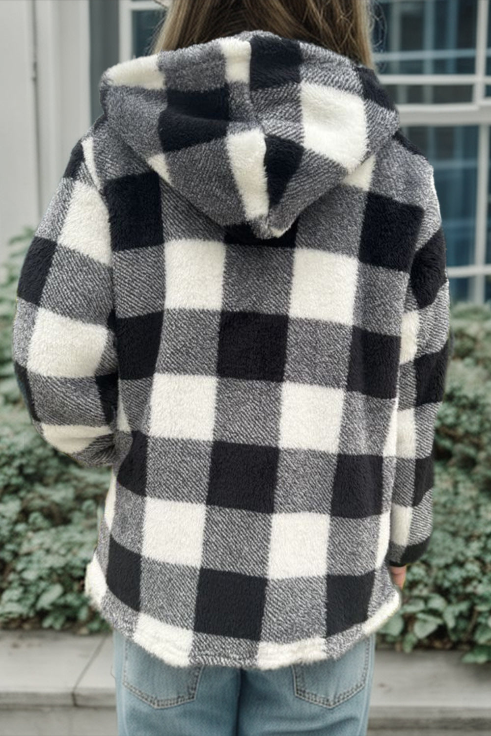 Double Take - Plaid Long Sleeve Hooded Coat - Size: S-3XL