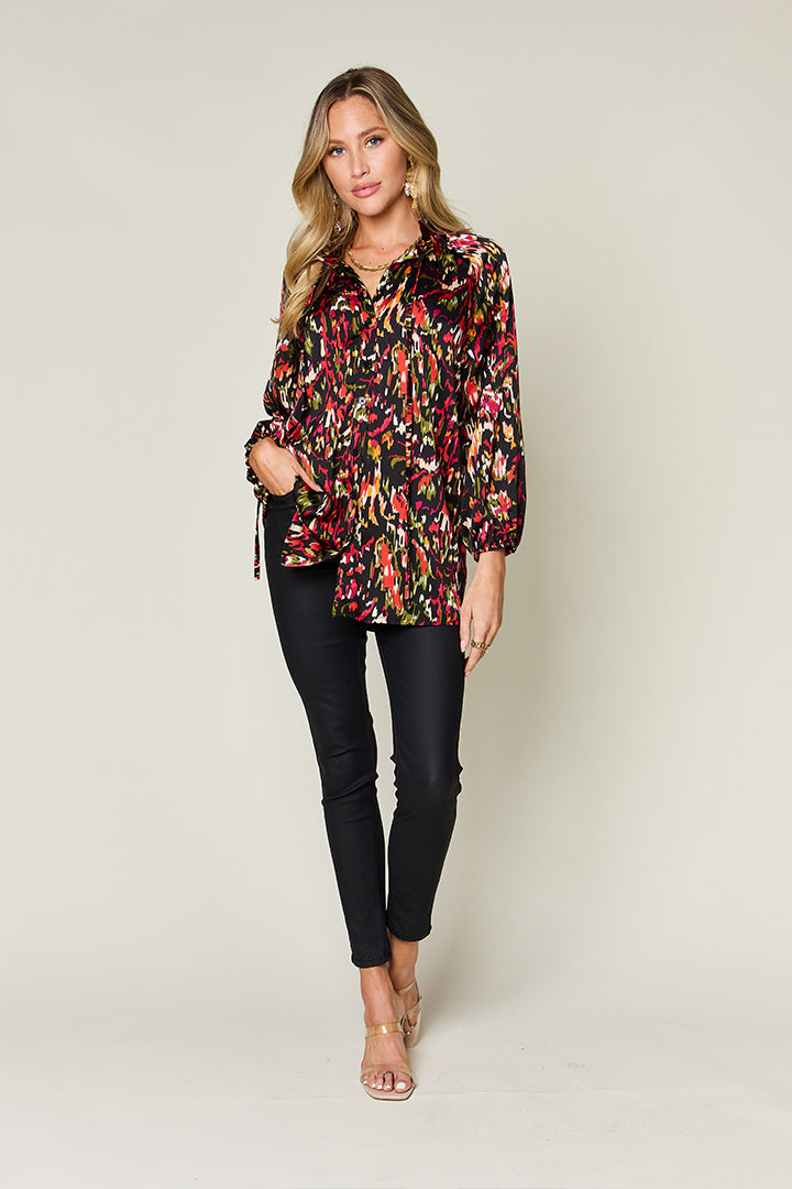 Double Take - Printed Button Up Long Sleeve Shirt - Size: S-3XL