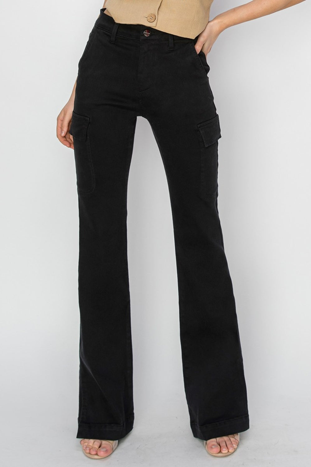 RISEN - High Rise Side Slit Cargo Bootcut Jeans - Size: 0-3Xl