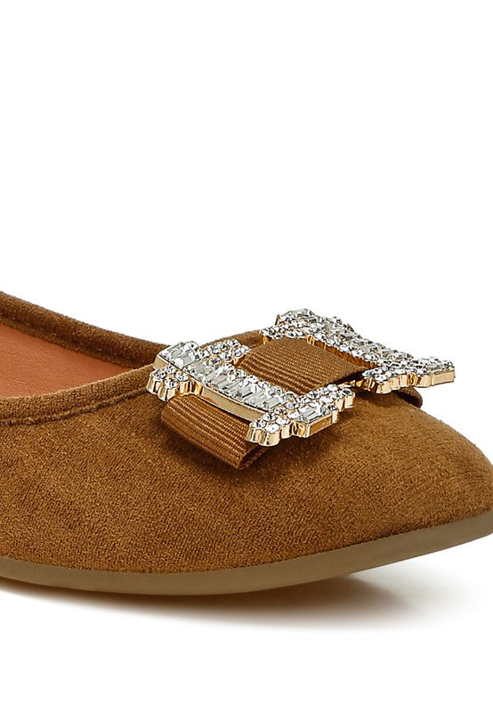 Rag & Co - Rhinestone Buckle Detail Ballerina Flats